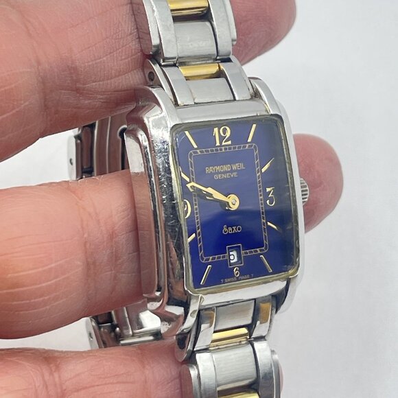 Raymond Weil Geneve Saxo Watch In Two-Tone Stainless Steel Blue Dial Face main image 5